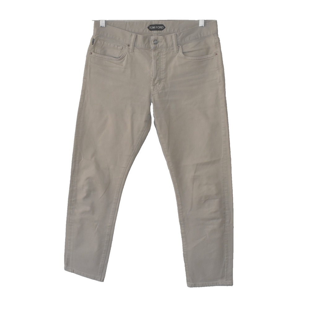 D0 Auth TOM FORD Beige Twill Straight Button Fly Slim Leg Jeans Size 31